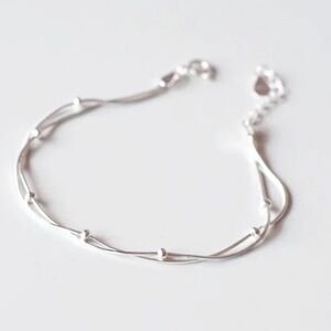 New Sterling Silver Double Strand Chain Bracelet